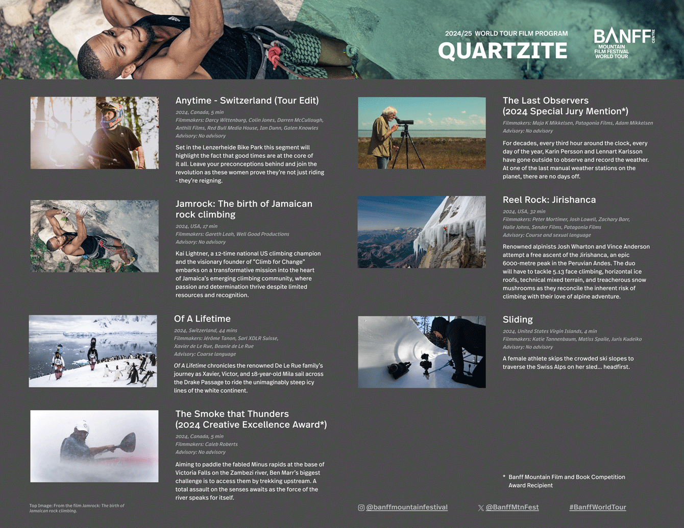 Banff Mountain Film Festival World Tour - Quartzite program