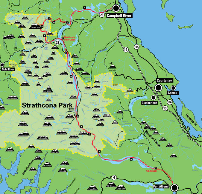 Map of Strathcona Park Centennial Expedition Route